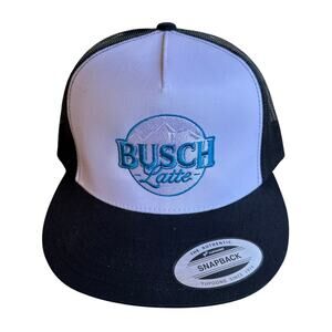 Bush Latte Trucker Snap Back Hat Beer Logo Flat Bill 5 Panel‎  Yupoong Mesh Cap